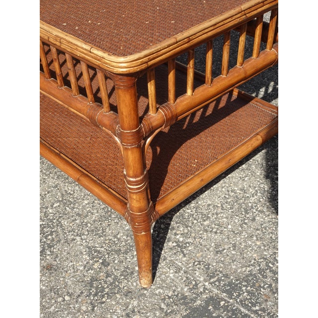 Coffee Table Ethan Allen ~ French Country Brown Bamboo Rattan Cocktail Table For Sale In Los Angeles - Image 6 of 18