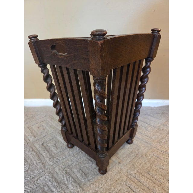 Elevate your entryway with this authentic, high-quality Stickley Furniture Barley Twist Umbrella Stand. Masterfully...