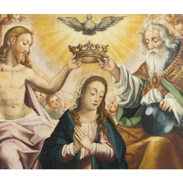 European School Artist, The Coronation of the Virgin, 17th Century, Oil on Panel For Sale - Image 4 of 6
