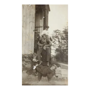 Antique Farm Boys Human Pyramid Tower Photograph
