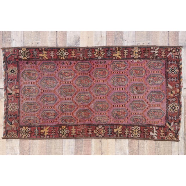 Magenta Early 20th Century Antique Persian Malayer Rug, 03'00 X 05'08 For Sale - Image 8 of 9