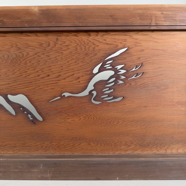 Japanese Wooden Ranma Transom Panel with Cranes and Pine Motif, 1930s For Sale - Image 4 of 15