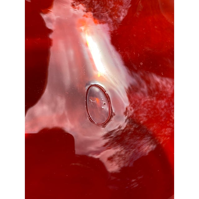 Vintage Reddish Orange Art Glass Kosta Boda Bottle For Sale - Image 10 of 14