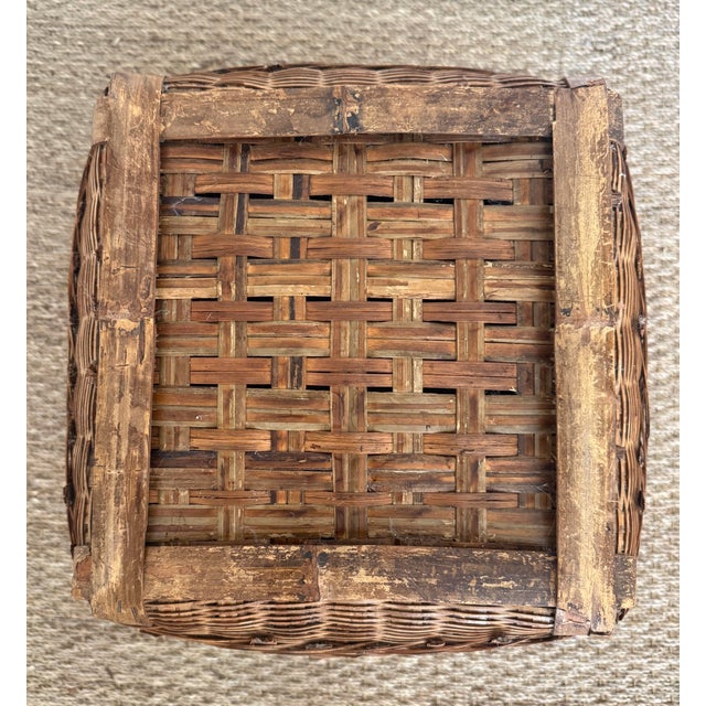 Mid 20th Century X Large Vintage Wicker Basket For Sale - Image 5 of 7