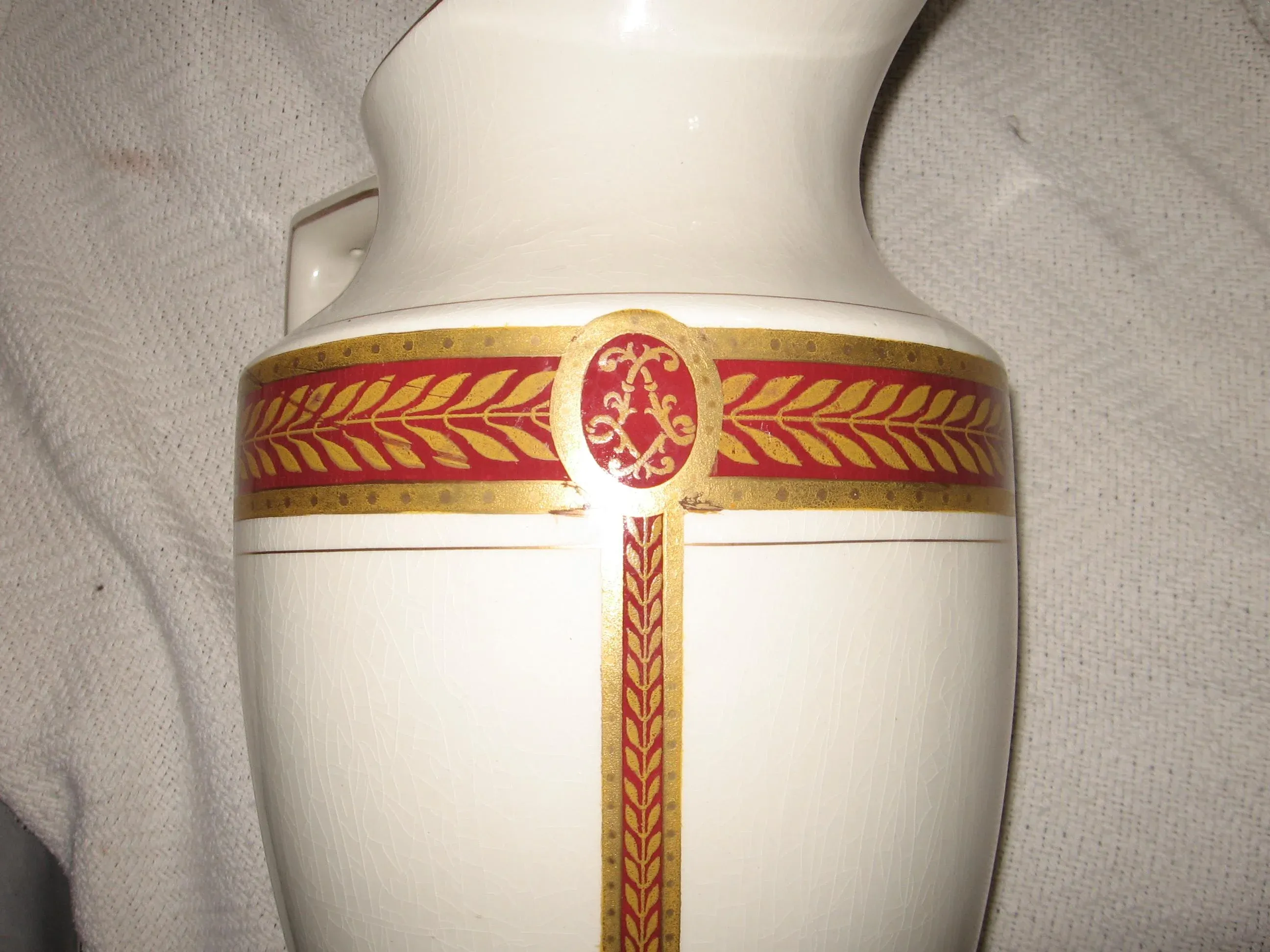 Antique Boch Freres Keramis Belgium Neoclassical Large Pitcher