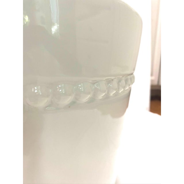 1970s Italian White Ceramic Planter Cachepot With Rings and Beaded Bands For Sale - Image 4 of 8