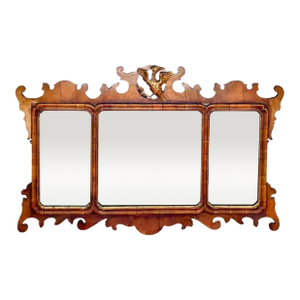 Georgian Overmantel Mirror Walnut and Parcel Gilt