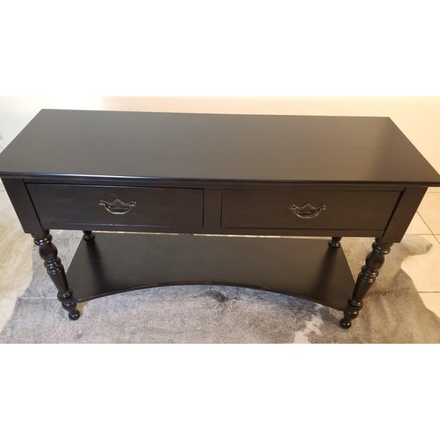 Final Clearance Thru 1/30 Only Ralph Lauren Equestrian Collection Distressed Ebony Sideboard Console of Late 20th Century For Sale In Las Vegas - Image 6 of 12