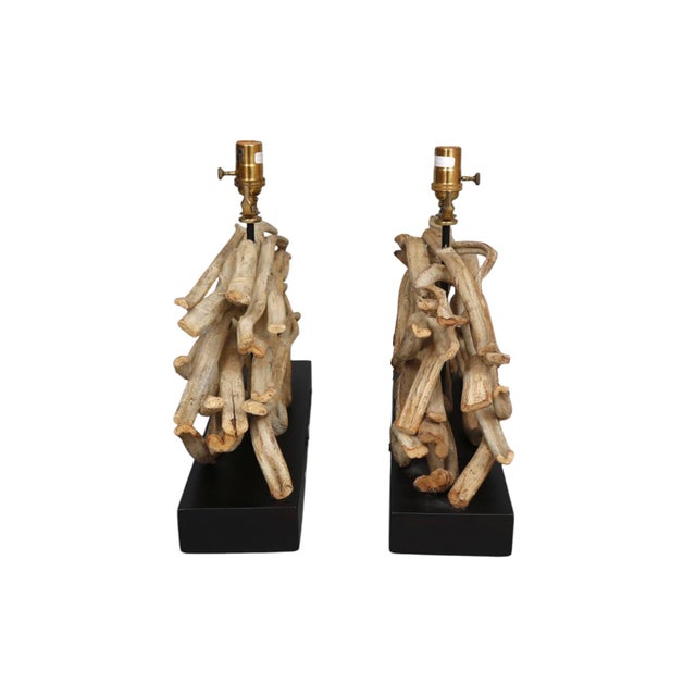 Contemporary Sculptural Driftwood Table Lamps by Palecek, a Pair For Sale - Image 3 of 7