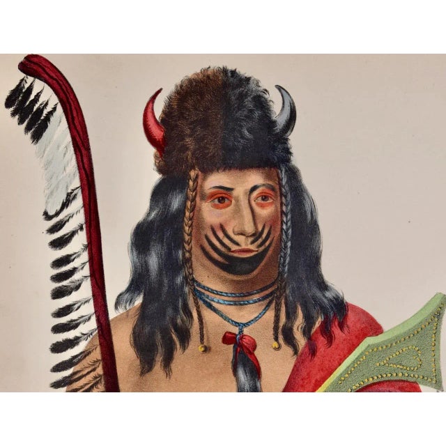 Kish-Ke-Kosh, Fox Brave: Original Hand-Colored McKenney & Hall Lithograph, 1848 For Sale - Image 4 of 6