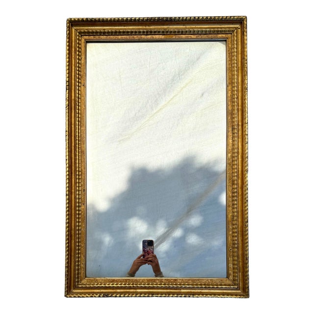 Antique Hand-Gilded Giltwood Wall Mirror With Stepped Molded Frame For Sale