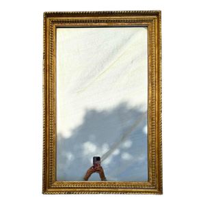 Antique Hand-Gilded Giltwood Wall Mirror With Stepped Molded Frame