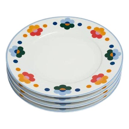 Floral Porcelain Dinner Plates, Set of 4 For Sale