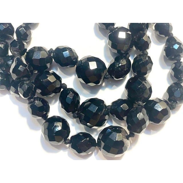 MCM Jewelry Marked West Germany Three Strand Jet Glass Necklace For Sale - Image 4 of 5