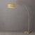 Mid-Century Modern 1960s 92" Mid Century Float Brass Floor Lamp Modern Arc Lamp, Avocado Linen Drum Shade, Dimmable, Living Room For Sale - Image 3 of 4