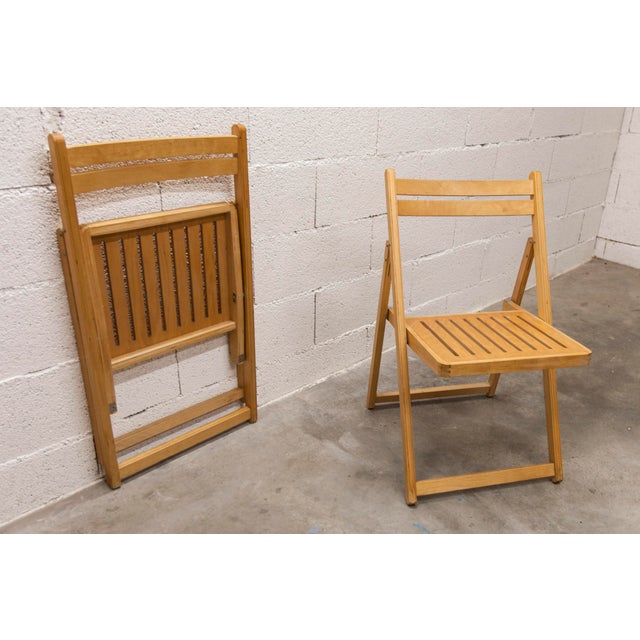 Honey-Coloured Beech Plywood Folding Chairs by IKEA, Set of 2, 1970s For Sale - Image 3 of 18