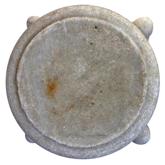 Antique Carrera Marble Column Base For Sale - Image 10 of 11