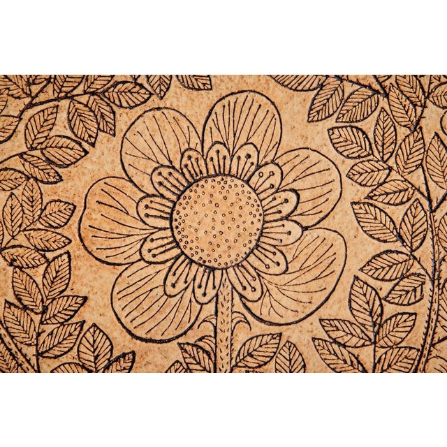 Ceramic Plaque with Flower Motive attributed to Roger Capron, France, 1970s For Sale - Image 4 of 9
