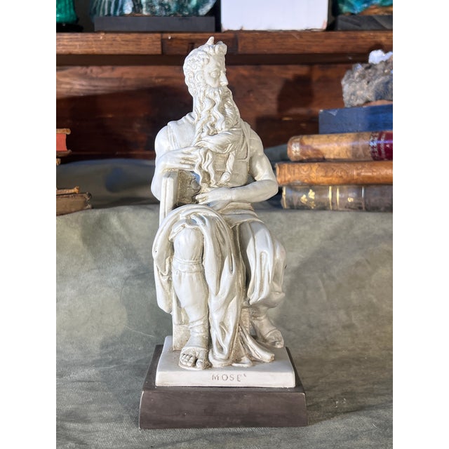 1960s Grand Tour Revival St. Vintage Classical Painted Moses Figure After Michelangelo For Sale - Image 5 of 6