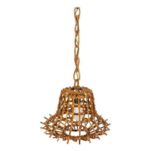 Mid-Century Rattan and Bamboo Hanging Lantern, 1960s For Sale - Image 10 of 10