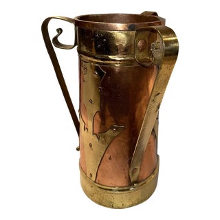 Early 1900s Stickley Brothers Arts & Crafts Three-Handled Large Copper Vase For Sale