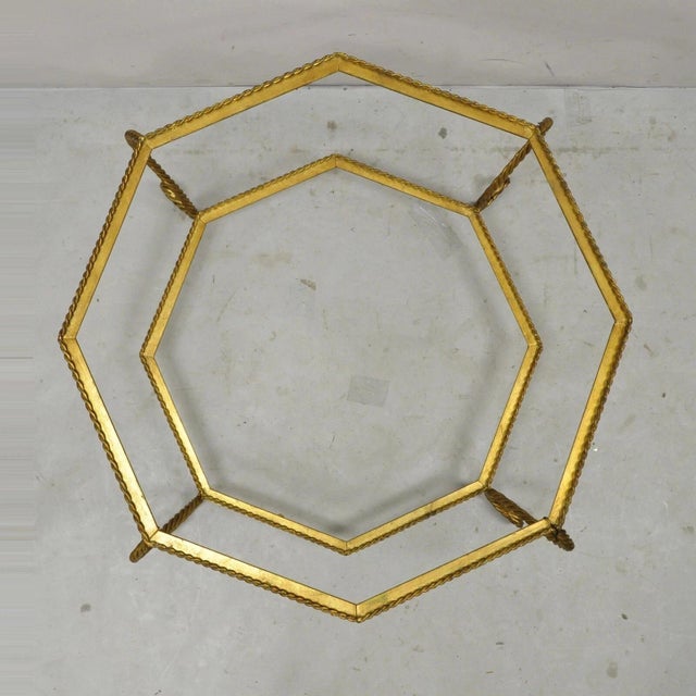 Vintage Italian Hollywood Regency Gold Gilt Iron Rope Metal Coffee Table Base For Sale - Image 4 of 9
