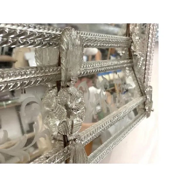 Silver Venetian Rectangular Floreal Hand-Carving Wall Mirror by Simong For Sale - Image 8 of 9