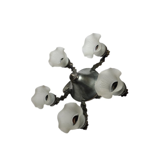 Vintage Art Nouveau Chandelier, Poland, 1970s For Sale - Image 9 of 12