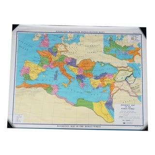 Antique Roman Empire World History Map a J Nystrom Pull Down Wall Map 50" For Sale