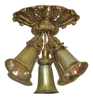 Early 20th Century Caldwell Iridescent Shade Flush Mount Ceiling Light