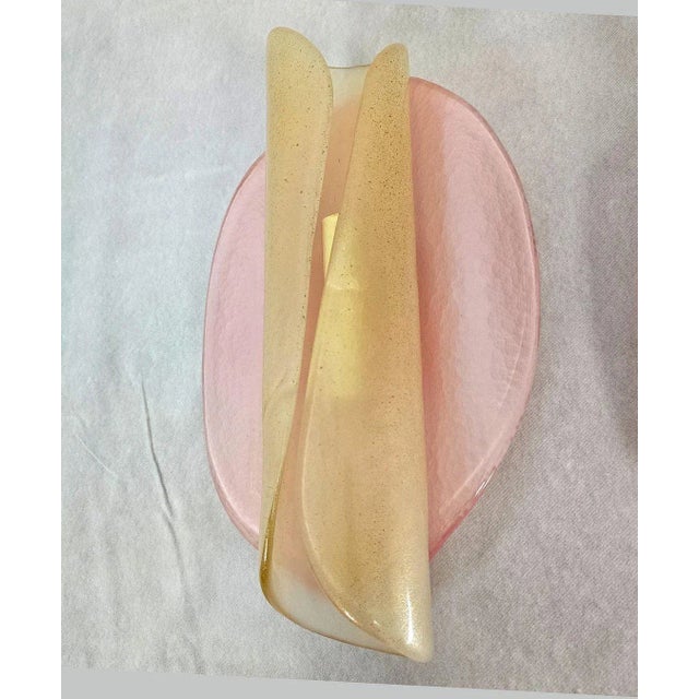 Pair of Pink and Gold Murano Glass Sconces For Sale - Image 4 of 12
