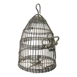 19th C. Victorian Round Beehive Shaped Wire Bird Cage For Sale