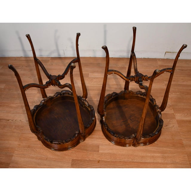 1920s Antique French Louis XV Satinwood Inlaid Pair of Side Tables / End Tables For Sale - Image 17 of 18