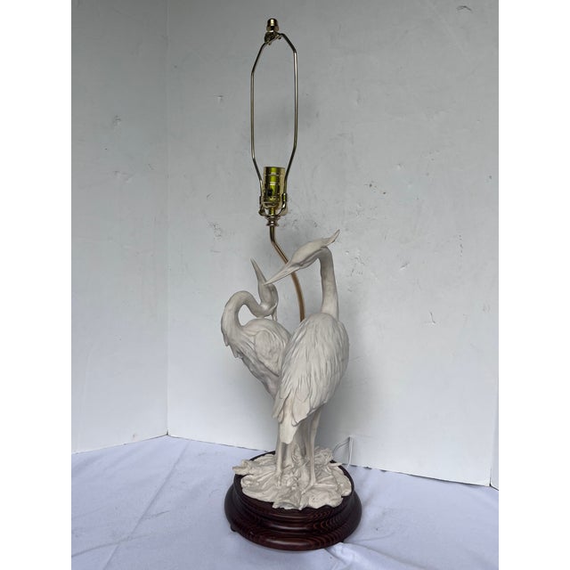 Vintage Giuseppe Armani Porcelain Heron Table Lamp - Hollywood Regency For Sale In Dallas - Image 6 of 18