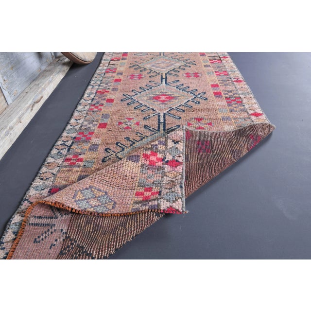 Purple Vintage Turkish Oushak Handmade Wool Cotton Purple Runner Rug For Sale - Image 8 of 10