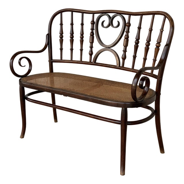 20th Century Bentwood Sofa in the Thonet Style, circa 1925, Caned Seat For Sale