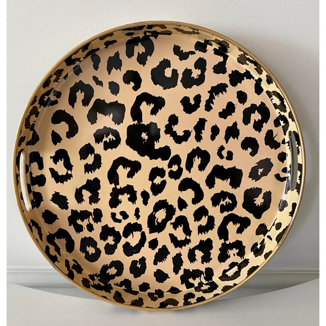 Vintage Neiman Marcus Retro Leopard Print Round Serving Tray Chairish