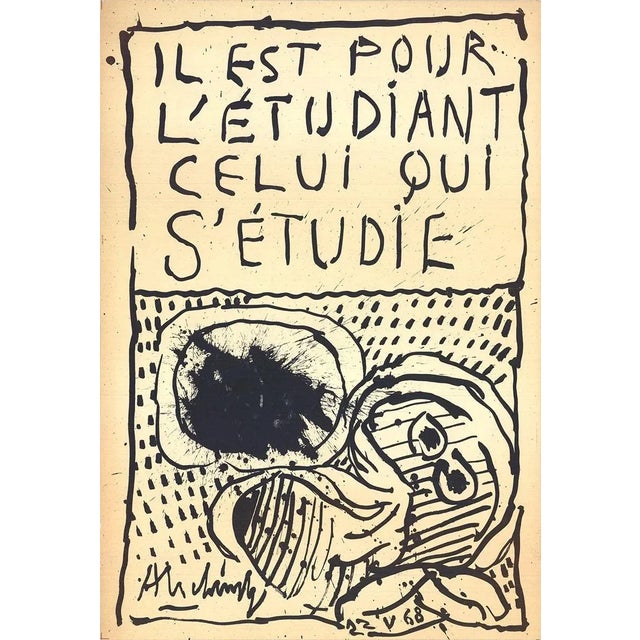 Pierre Alechinsky He Is for the Student the One Who Studies Himself, 1968 For Sale
