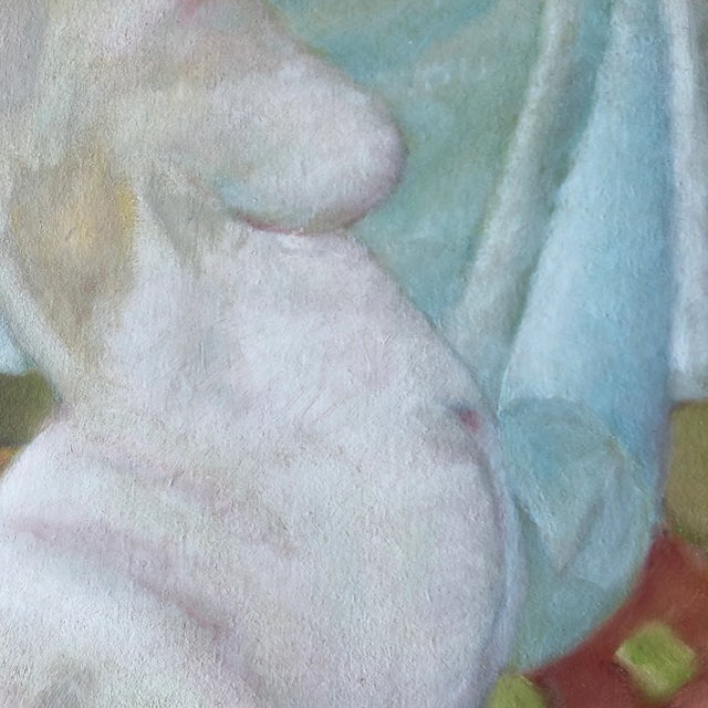 Expressionism Original Vintage Female Nude Painting in Interior 1970’s Vintage Frame With Linen Liner For Sale - Image 3 of 5