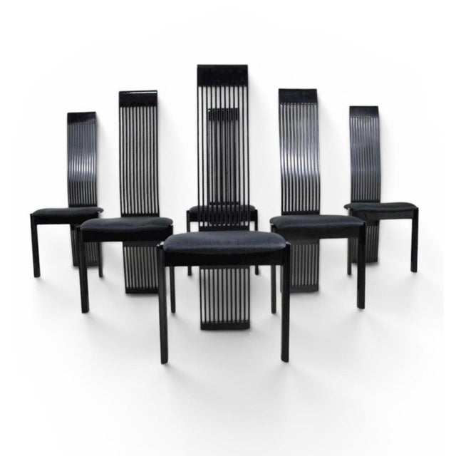 Wood Postmodern Black Laquer Dining Chairs by Pietro Costantini for Ello, 1980s, Set of 6 For Sale - Image 7 of 7