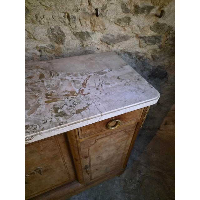 19th Century Antique Louis XVI Burr and Elm Cabinet with Marble Top, 1890s For Sale - Image 5 of 18
