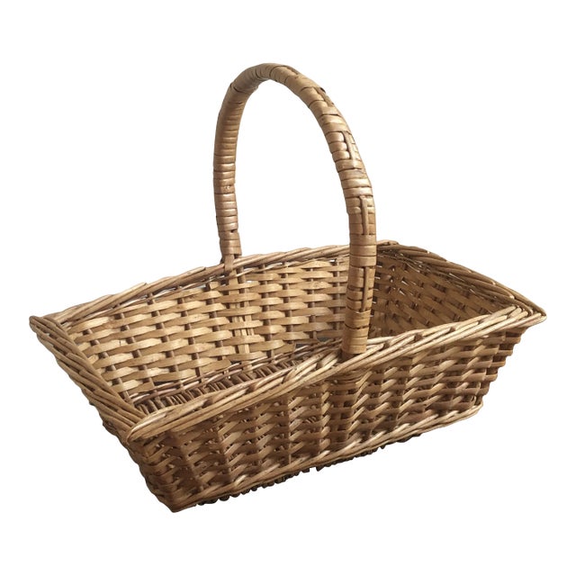 Vintage French Country Style Gathering Basket For Sale