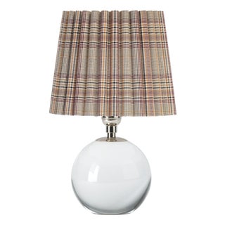 Giorgio Crystal Mini Lamp, Polished Nickel with Plaid Wave Pleat Shade For Sale