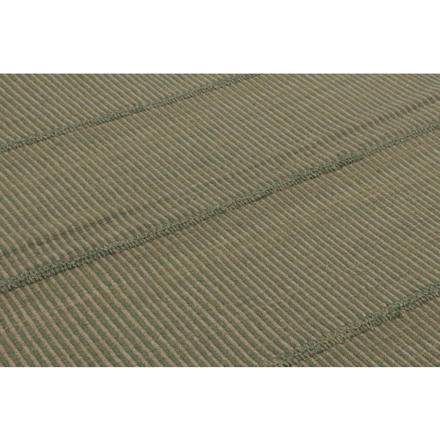 Rug & Kilim’s Contemporary Kilim With Tonal Green Stripes For Sale In New York - Image 6 of 9