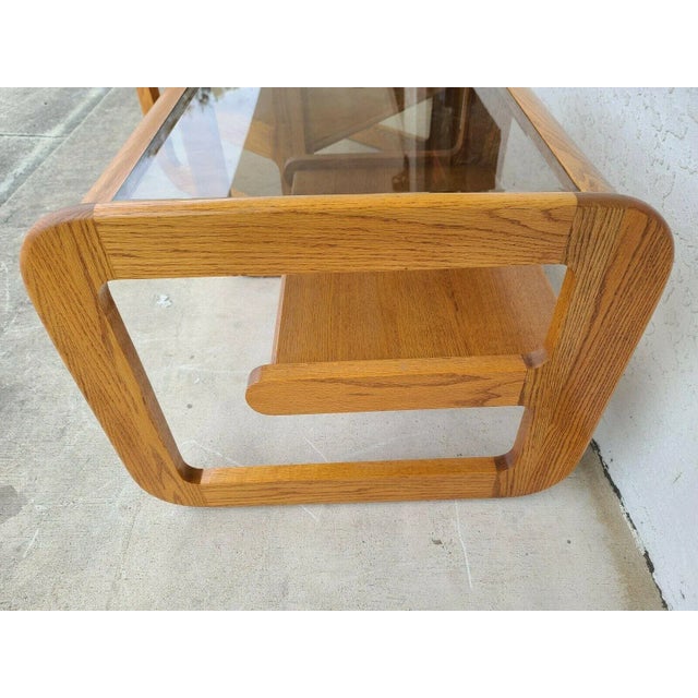 70's MCM Hodges Mersman Oak Smoked Glass End Tables Set of 2 Chairish