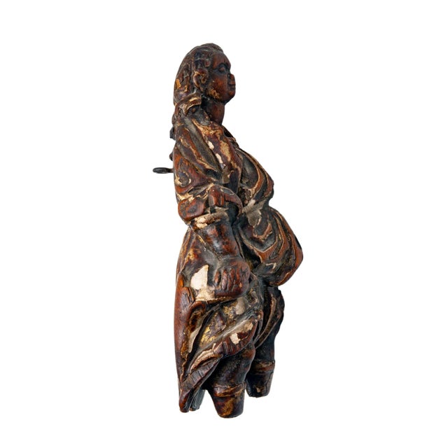 Antique Carved Wooden Female Sculpture For Sale - Image 9 of 10