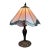 Tiffany Style Stained Glass + Iridescent Table Lamp For Sale
