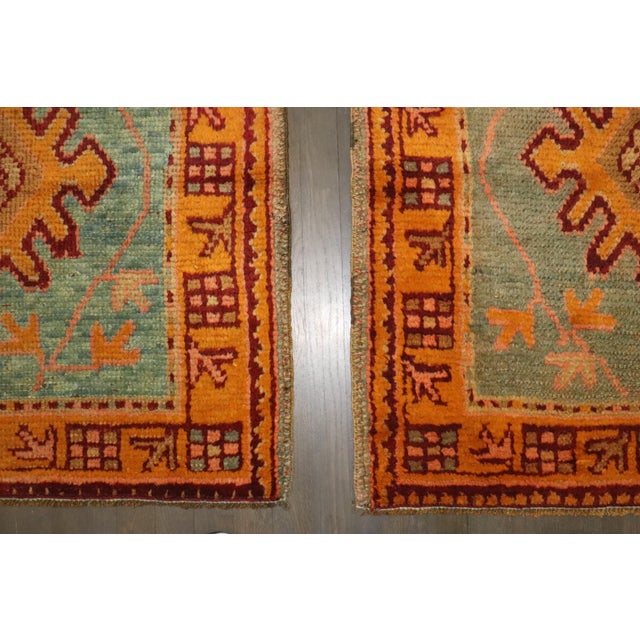 Street Art Set of Antique Turkish Oushak Small Square Rugs - 3' x 3'2" For Sale - Image 3 of 12