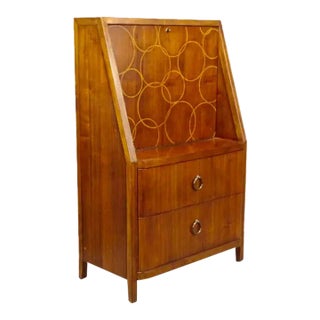 1970's Inlaid Drop Front Bar Cabinet From Drexel Heritage For Sale