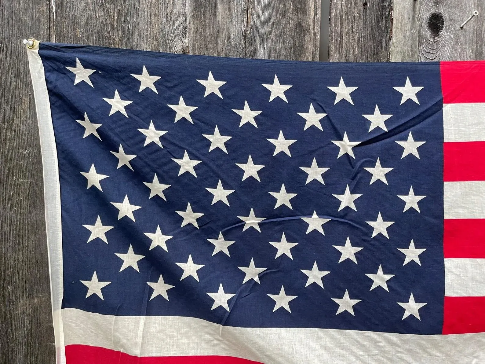 Vintage American Flag 1960's Printed Cotton With Original Box. 50